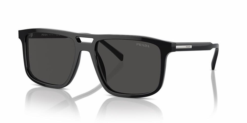 PRADA PR A22S 16K08Z Black Silver Logo Dark Grey Lens Sunglasses AUTHENTIC